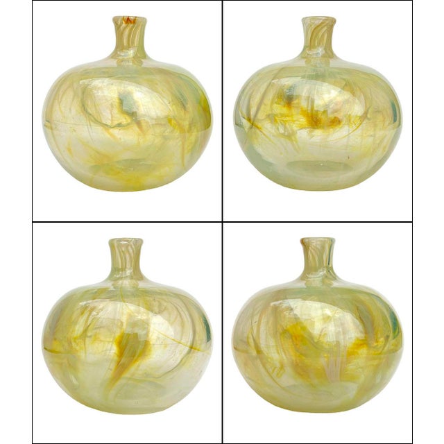 Superb piece of early 20thC art glass that we attribute to Tiffany, based on a vase with matching decor. Intriguing blown...