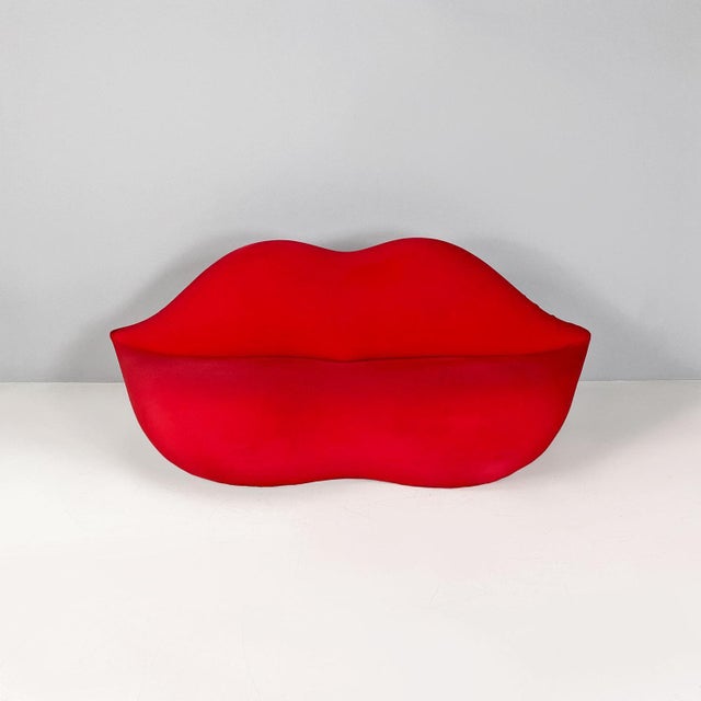 Italian modern red sofa Bocca by Studio 65 for Gufram, 1970s Bocca model sofa, in fact it is in the shape of giant lips,...
