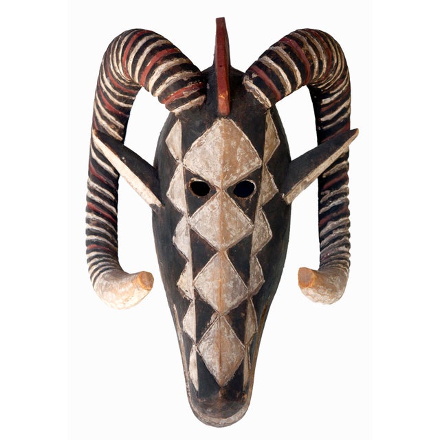 Wood Vintage Carved African Wood Mask, Large For Sale - Image 7 of 11