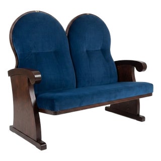 Vintage Art Deco Loveseat with Blue Upholstery, 1970 For Sale