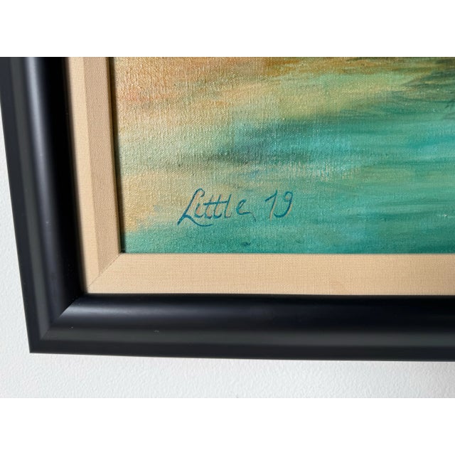 1979 Vintage “Ducks Over Marshland” Landscape Oil Painting by Little, Framed For Sale - Image 10 of 12