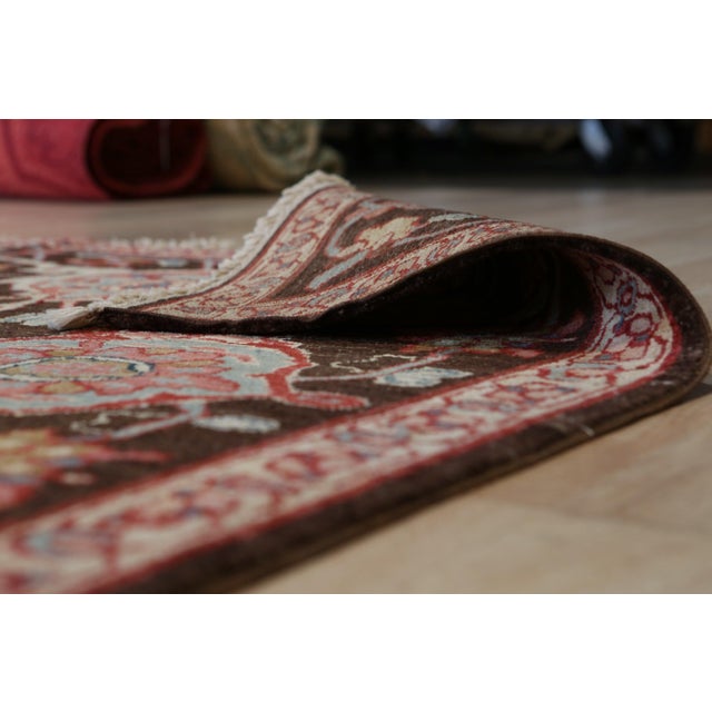 Traditional 8x10 Lila Chic Red Floral Traditional Hand Knotted Wool Carpet Rug For Sale - Image 3 of 5