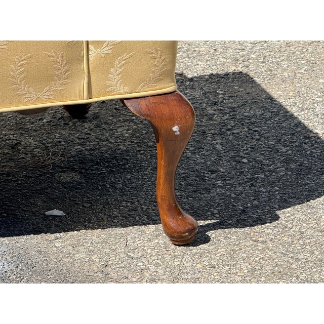 Textile Pair of Vintage Mid Century Fireside Elongated Wingback Chairs For Sale - Image 7 of 11