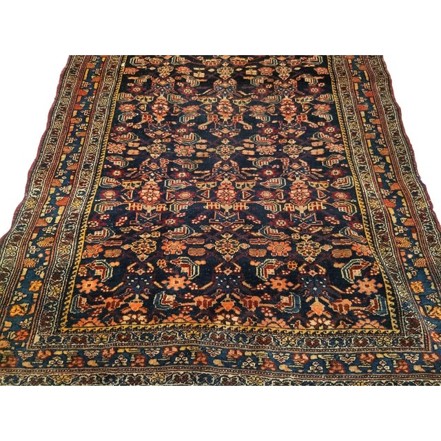 Early 20th Century Persian Senneh Area Rug, Hand-Knotted Allover Herati Geometric Pattern, Navy & Red, 4’ X 6’ For Sale - Image 10 of 10