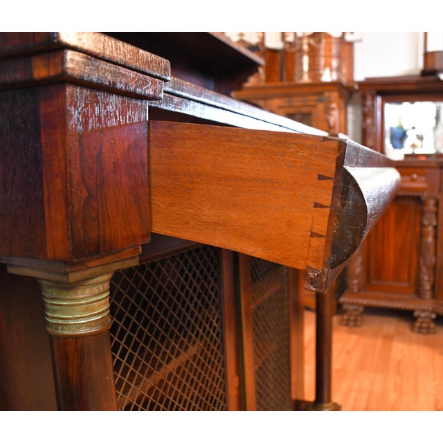 1870s Antique French Empire Revival Rosewood Bookcase / Cabinet For Sale - Image 9 of 17