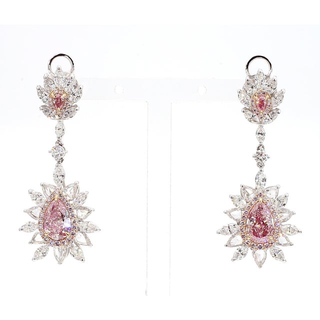 Modern 5.7 Carat Fancy Pinkish Brown Diamond Earrings in 18k Gold - 2 Pieces For Sale - Image 3 of 17