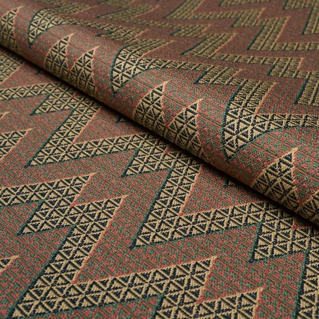 SAMPLE - Schumacher Alpine Peaks Chevron Fabric In Terracotta Desert For Sale