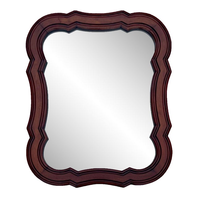 Antique Traditional Mahogany Carved Scalloped Wall Mirror For Sale