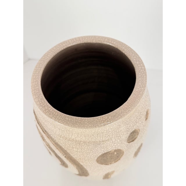 Midcentury Handmade Stoneware Crackle Glaze Vase For Sale - Image 4 of 16