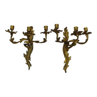 Antique French Gilded Wall Sconces, a Pair For Sale