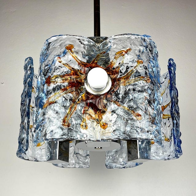 Mid-Century Ice Murano Glass Chandelier attributed to Toni Zuccheri for Mazzega, Italy, 1970s For Sale - Image 14 of 15