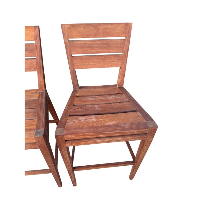 Vintage Brown Jordan Solid Teak Slat-Back Outdoor Barstools - Set of 4 For Sale In West Palm - Image 6 of 11