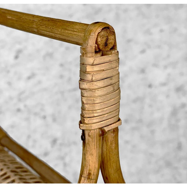 Vintage Boho Coastal Rattan Wicker Sculptural Wine Bottle Rack Holder For Sale - Image 12 of 13