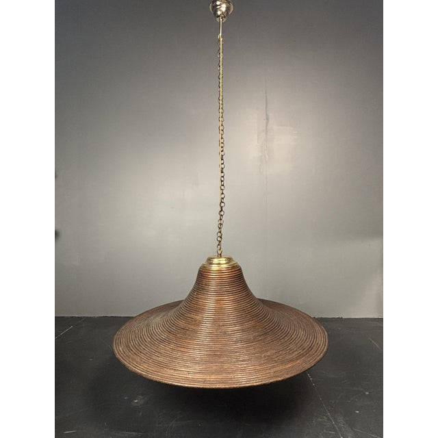 Very rare and very large Italian pendant, 1970s. This pencil reed shade measures a whopping 75 cm in diameter ( 29,5 inch...