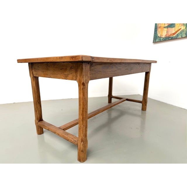Cherrywood Farmhouse Table with Drawer and Low Stretcher, France, 1950s For Sale - Image 12 of 18