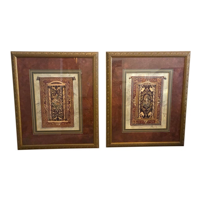 Celtic Design With Elephant and Zebra Framed Art Prints - Set of 2 For Sale