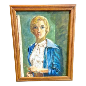 Vintage Female Artist Self Portrait