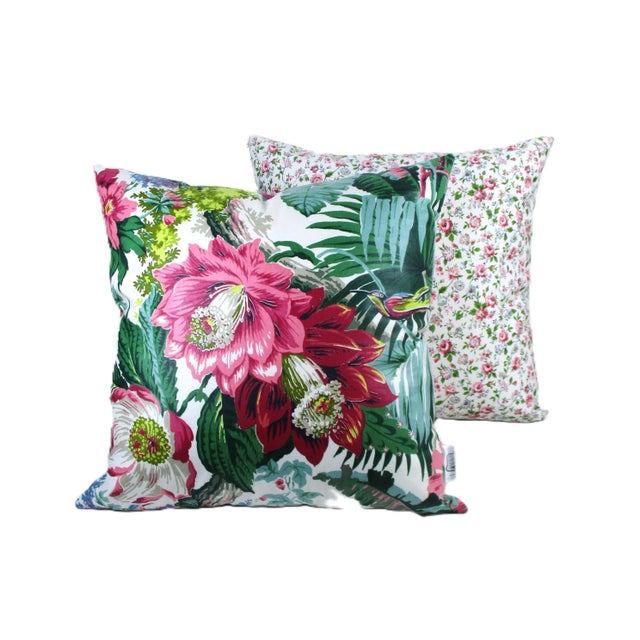 Hollywood Regency 1940s Vintage Kandell Chintz Fabric Throw Pillow Covers - a Pair For Sale - Image 3 of 8