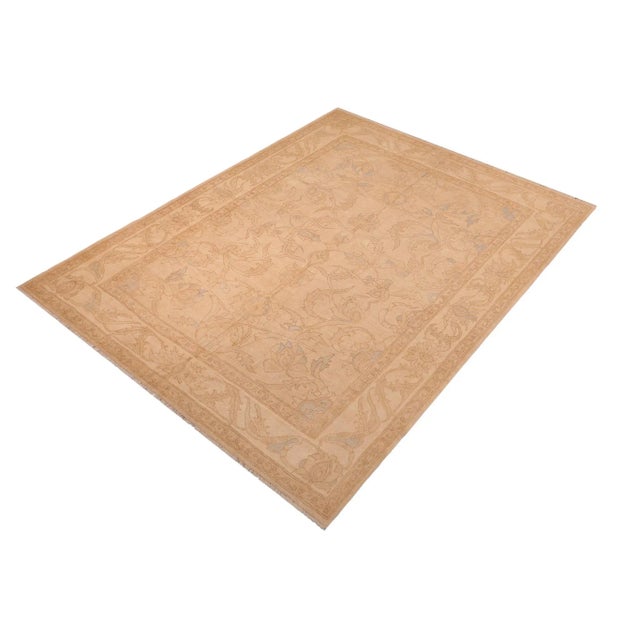 Shabby Chic Bohemien Ziegler Beige Brown Hand-Knotted Wool Rug - 7'9'' X 10'0'' For Sale - Image 3 of 8