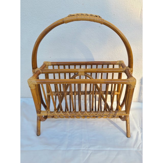 This sturdy bamboo and rattan magazine rack is full of retro style and ready for a new life - place in your living room to...