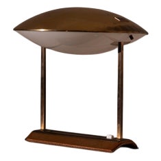 8050 Table Lamp in Metal, Leather, and Acrylic Glass by Stilnovo for Metalarte, 1960s For Sale