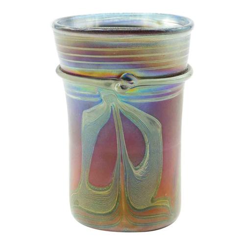 1990s Vintage Art Deco Italian Art Glass Vase, 1996 For Sale - Image 5 of 5