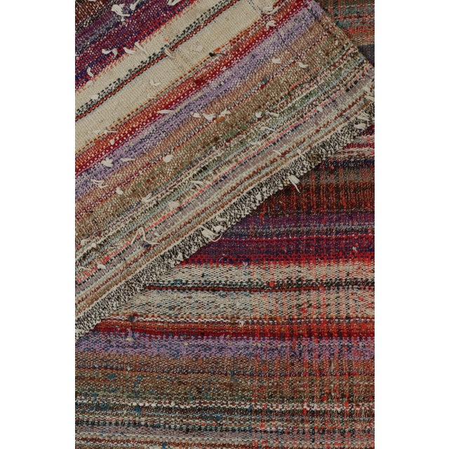 Textile Handwoven Vintage Turkish Kilim Rug in Polychromatic Striped Pattern For Sale - Image 7 of 7