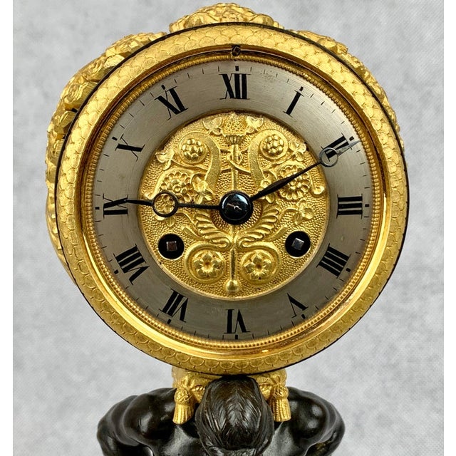 Metal Early 19th Century Empire Period Bronze Doré and Patinated Bronze Clock Depicting Atlas For Sale - Image 7 of 13