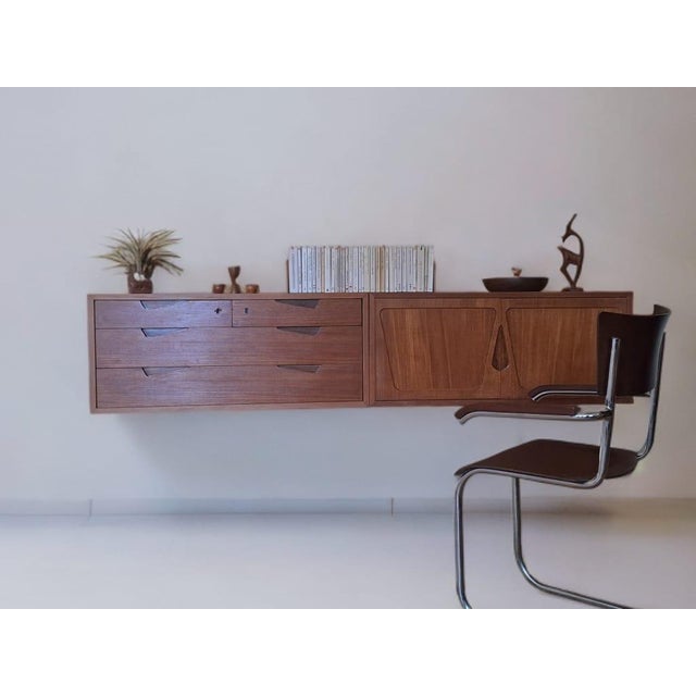 1960s Mid-Century Scandinavian Rival Wall-Mounted Teak Storage Unit, 1960s For Sale - Image 5 of 18