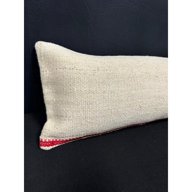 Turkish Hemp Pillow Cushion Natural Beige Red Cushion Cover 12x46 #30330 Enhance your home decor with our Kilim Pillow...