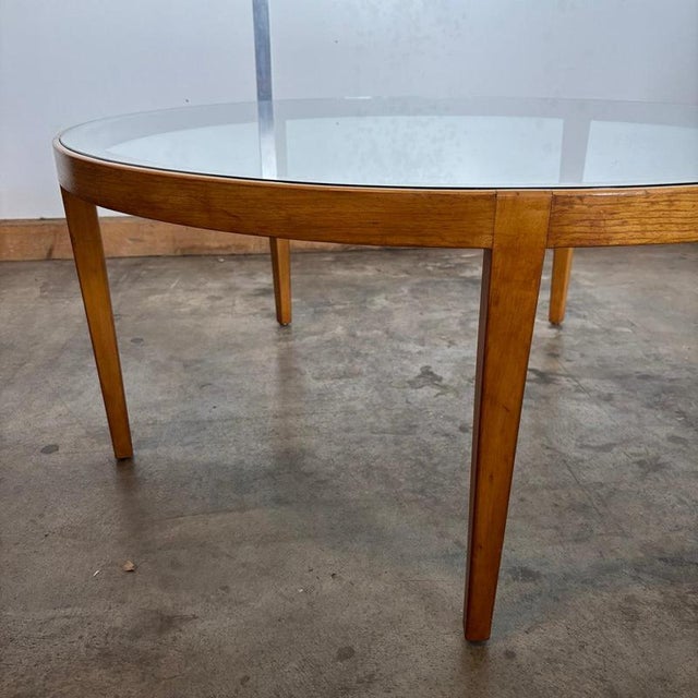 Mid-Century Modern Mid-Century Cherrywood Coffee Table with Glass Top For Sale - Image 3 of 10