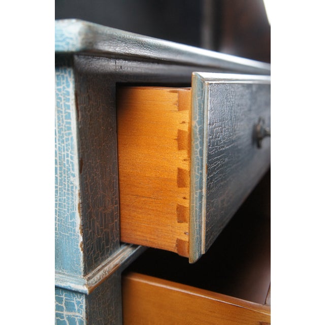 Wood Late 20th Century Woodbridge Furniture Marseille Scrubbed Blue Chest of Drawers Dresser , Attributed For Sale - Image 7 of 12