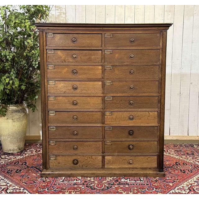 Brown Early 20th Century Oak and Fir Notarys Cabinet with 18 Drawers For Sale - Image 8 of 18