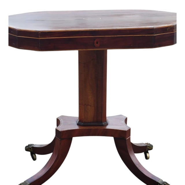 19th C English Regency Mahogany Inlaid Jewelry Display Work Table For Sale - Image 9 of 18