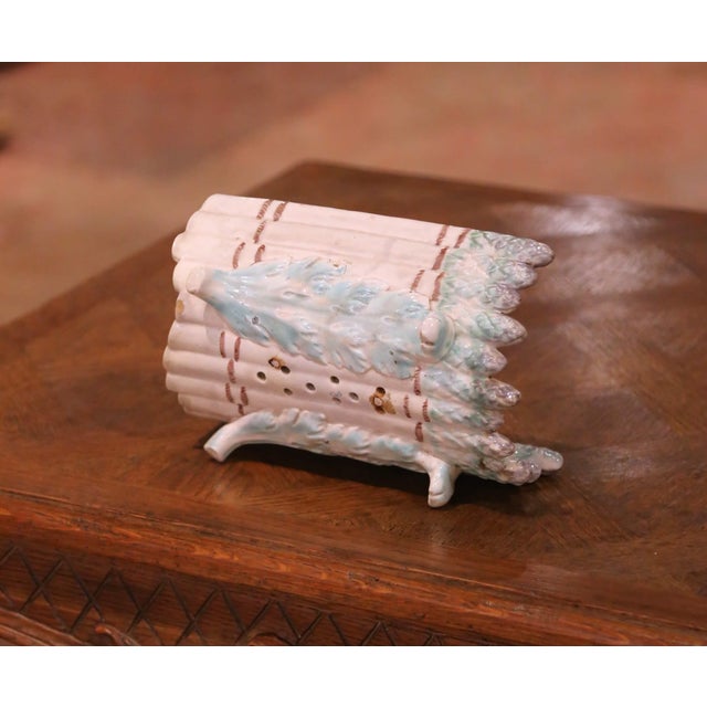 Early 20th Century French Majolica Asparagus Form Centerpiece Vessel For Sale - Image 9 of 9