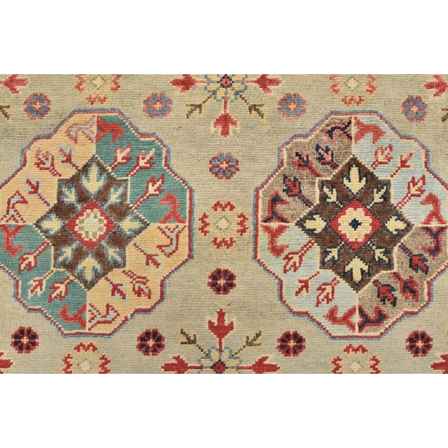 Gray Kazak Runner 2’8” X 9’5” Gray Wool Tribal Hand-Knotted Oriental Rug For Sale - Image 8 of 13