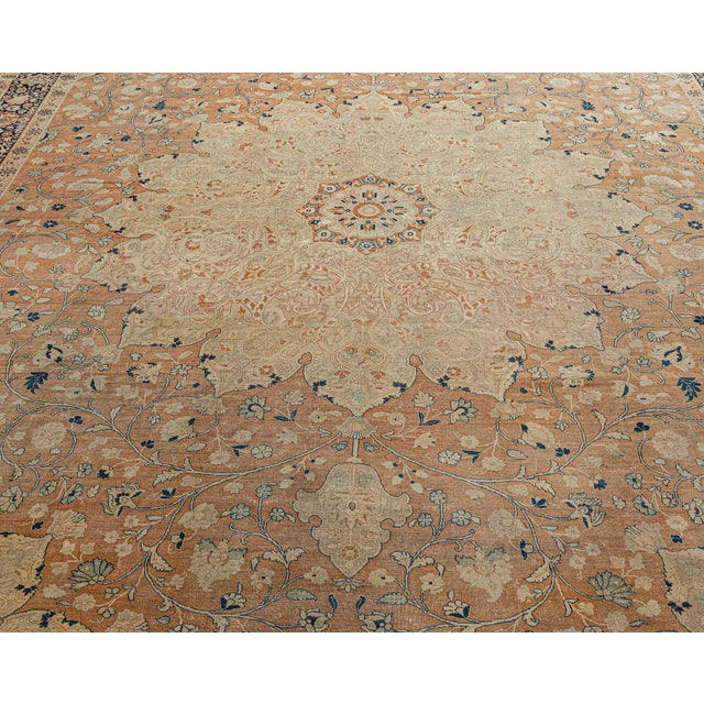 Textile Antique Persian Tabriz Rug For Sale - Image 7 of 8