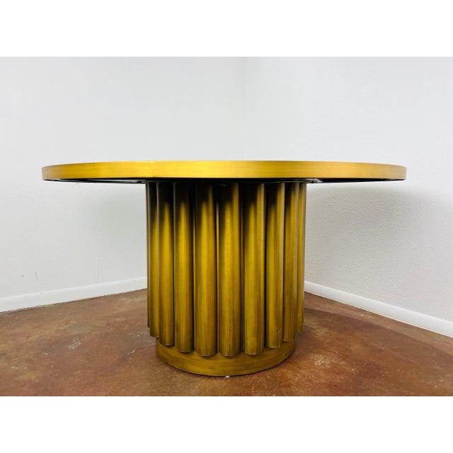 Brass Pedestal Dining Table For Sale In Dallas - Image 6 of 11