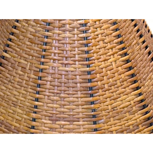 Vintage Hand Woven Dark Wicker Lamp Shade For Sale In New York - Image 6 of 12