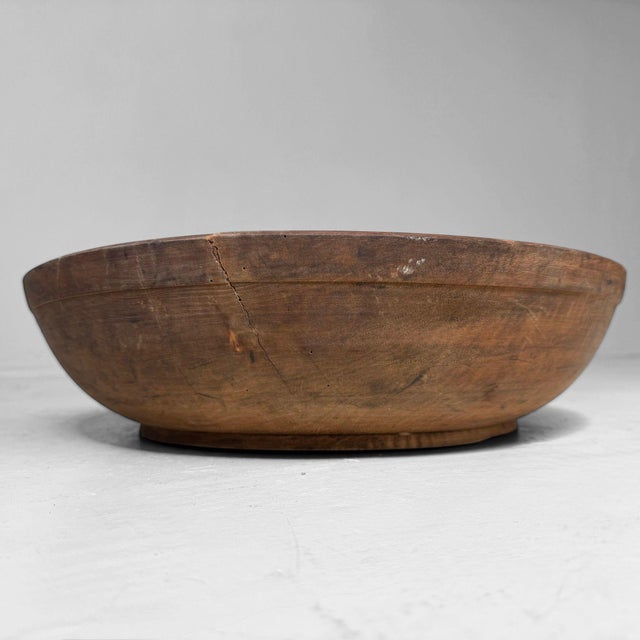 Mid-Century Modern Vintage Japanese Wooden Dough Bowl, 1949 For Sale - Image 3 of 7
