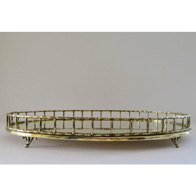 Metal Vintage C.1950's - C.1960's Mottahedeh Large Oversized Brass Faux Bamboo Style Oval-Shaped Serving Tray For Sale - Image 7 of 13