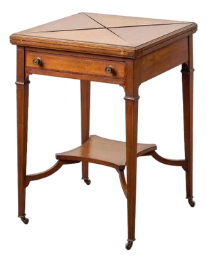 Early 20th Century Edwardian Mahogany Envelope Card Table With Cross Banded Edge