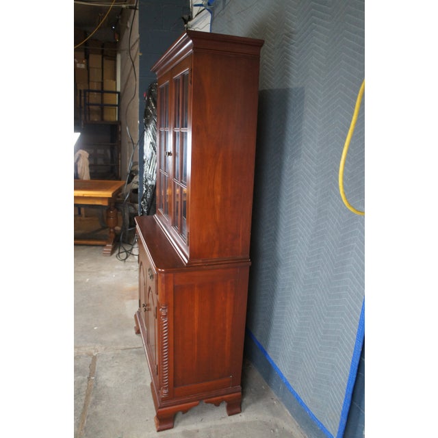 Willett Wildwood Cherry Stepback Cupboard Bookcase China Hutch Cabinet 70" For Sale - Image 10 of 14