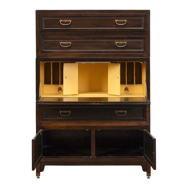 Mid 20th Century Michael Taylor for Baker Far East Collection Drop Front Modular Secretary For Sale