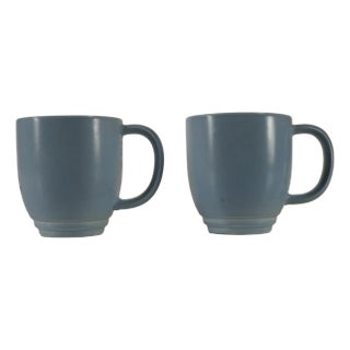 Mid 20th Century Light Blue Coffee Cups Mugs Vintage Pfaltzgraff - Set of 2 For Sale