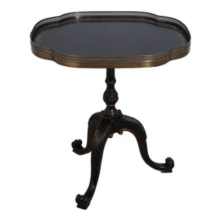 Harden Paint Decorated Lamp Table W. Brass Gallery For Sale