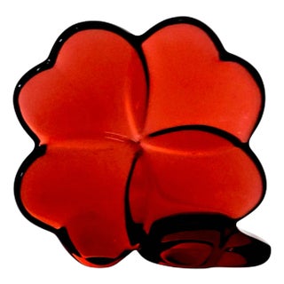Baccarat Red Crystal Four-Leaf Clover Figurine, 2.75" For Sale
