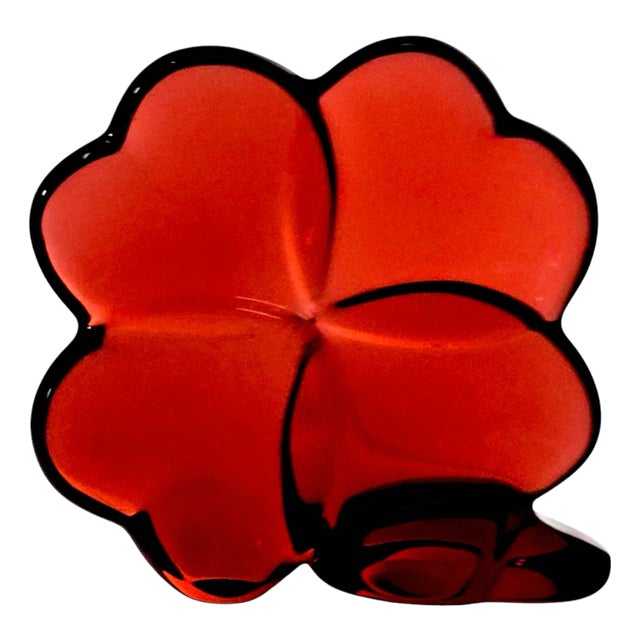 Baccarat Red Crystal Four-Leaf Clover Figurine, 2.75" For Sale