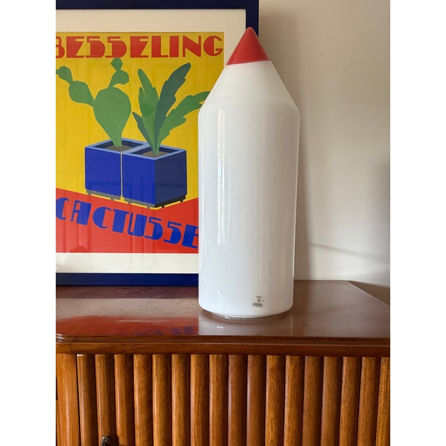 Red Postmodern Murano Glass Pencil Table Lamp from Formia Murano, Italy, 1980s For Sale - Image 8 of 11