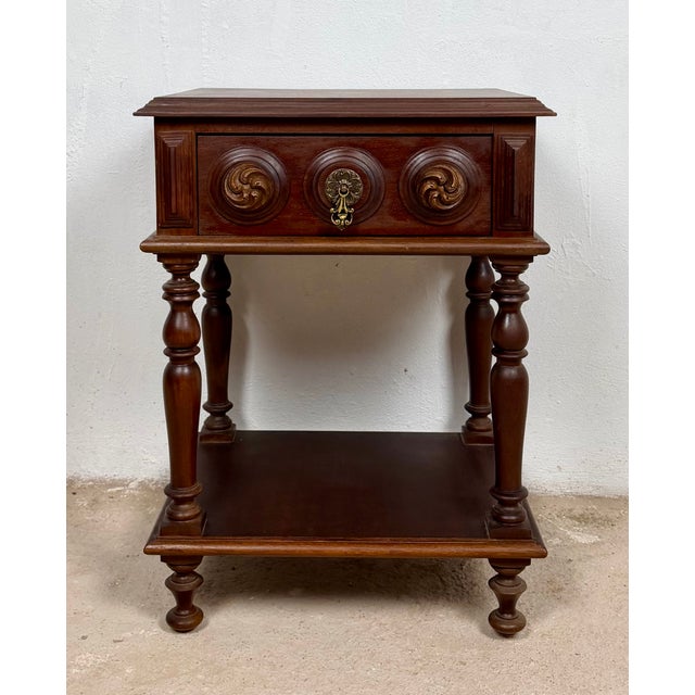 Spanish Carved Wood Nightstands, 1930, Set of 2 For Sale - Image 4 of 13